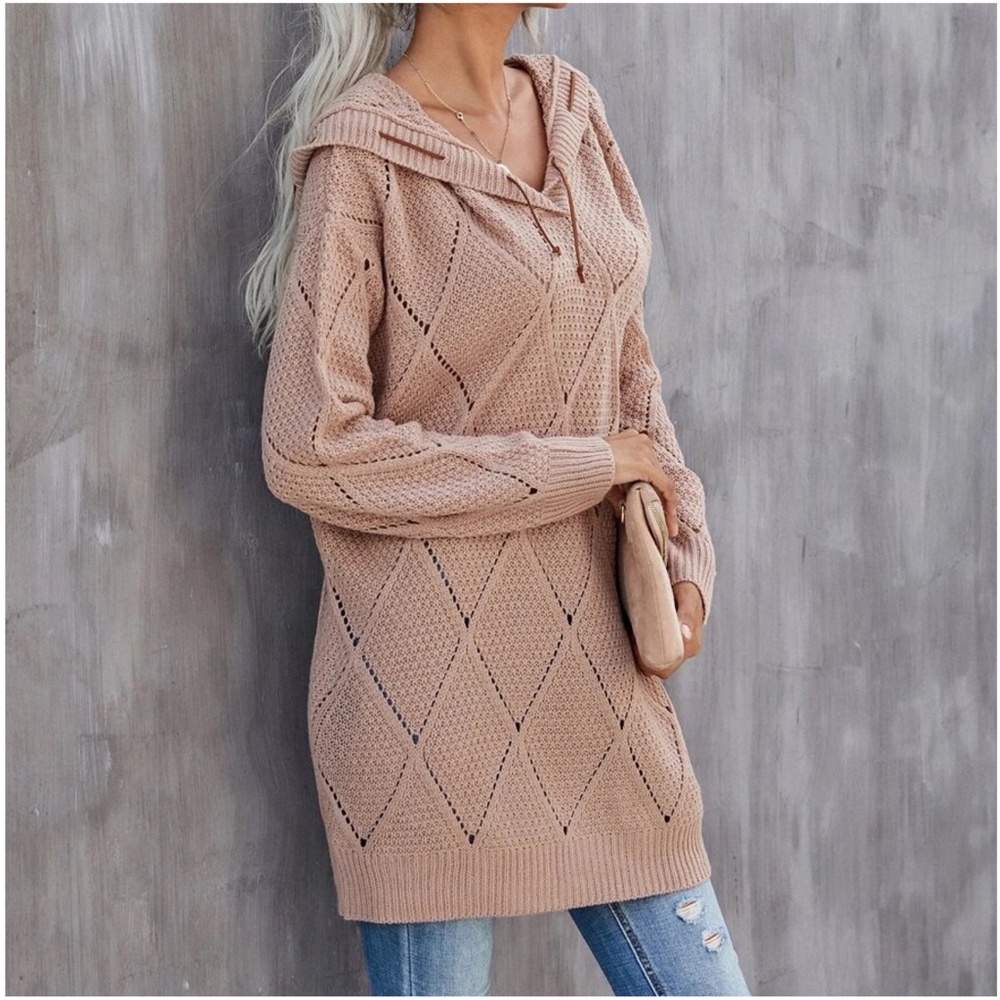 Cozy Long Hoodie Sweater Top - Picture 4 of 5